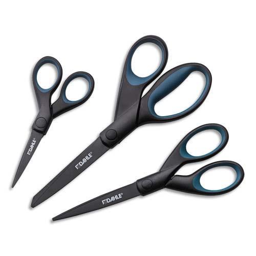 CISEAUX DAHLE TITANIUM 13CM, SOFT GRIP AU NIVEAU DE L'ANNEAU, TRAITEMENT ANTI ADHERENT, COLORIS NOIR/BLEU