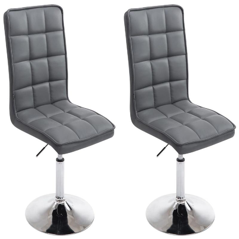 CLP Lot de 2 chaises de salle à manger Peking V2 en similicuir pied trompette Gris - 319995_0