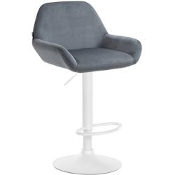 CLP Tabouret de bar Braga Velours avec pied en métal réglable et pivotant Gris foncé/Blanc - gris textile 320905_0