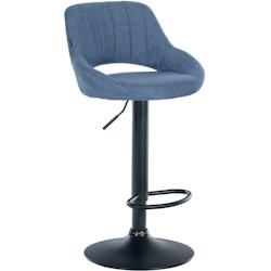 CLP Tabouret de bar Milet en Tissu et Pied métal Bleu/Noir - bleu textile 321284_0