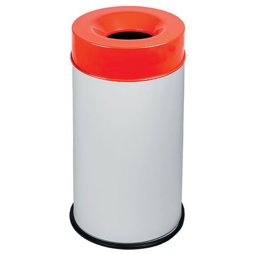 CORBEILLE BLANC ANTI-FEU AVEC COUVERCLE ROUGE 90L - MEDIAL