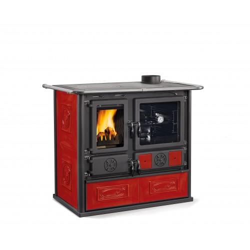 CUISINIÈRE À BOIS 8,8 KW - REVÊTEMENT MAJOLIQUE - ROSA.16 CERAMICA - BORDEAUX LA NORDICA EXTRAFLAME