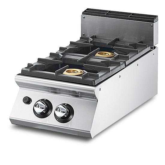 Cuisinière à gaz professionnelle 2 brûleurs de 6 kw chacun avec plateau de travail emboutie - VS7040PCGST_0