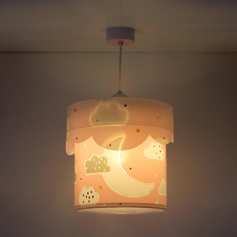 DALBER SUSPENSION ENFANT MOON, 1 LAMPE, ROSE