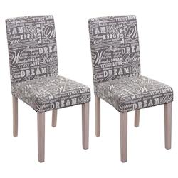 Décoshop26 - Lot de 2 chaises de salle à manger cuisine en tissu gris motif lettrage des pieds en bois clair 04_0000430 - gris 3000010232696_0