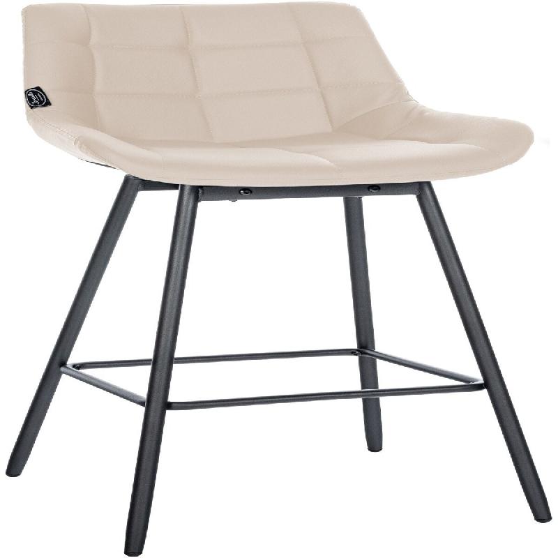 Décoshop26 - Tabouret de bar pivotant x1 avec repose-pieds revêtement en PVC crème piètement à quatre pieds en métal noir 10_0005468 - beige mé_0