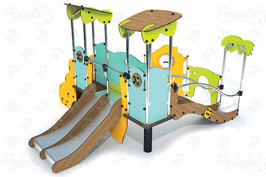 Diabolo Baby - Structure pour aire de jeux Proludic - Réf. J38705-C® - Largeur 3,55 m_0