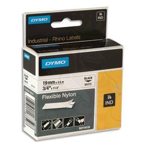 Dymo ruban rhino 19mmx3,5m noir/blanc nylon flexible pour surfaces texturées 18489_0