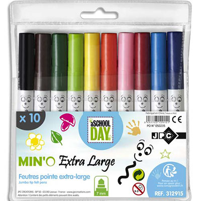FEUTRES POINTE LARGE - COLORIS ASSORTIS - POCHETTE DE 10