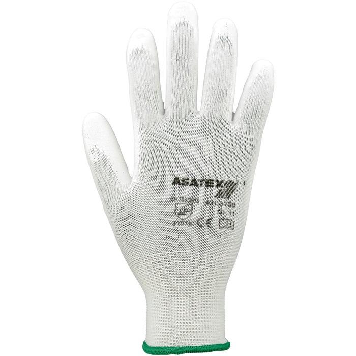 Gant taille 10 blanc EN 388 catégorie EPI II nylon avec polyuréthane ASATEX_0