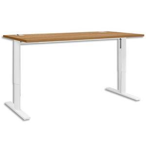 Bureau droit Gautier Office - pied I ajustable en hauteur - Yes Merisier - L140 x H62/85 x P80 cm_0