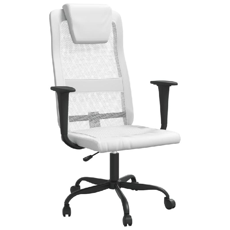 Helloshop26 - Chaise fauteuil siège de bureau informatique étude réglable en hauteur blanc 02_0024064 - blanc métal 3000214663005_0