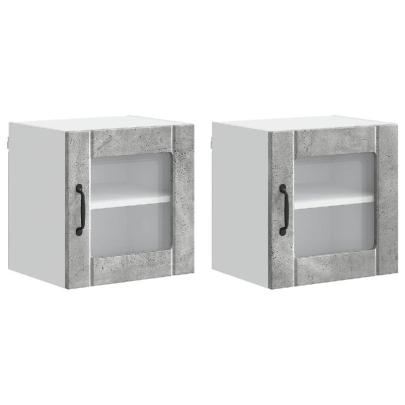 Helloshop26 - Lot de 2 armoires murales de cuisine fonctionnelles contemporaines 40 x 31 x 40 cm en bois d'ingénierie gris béton 02_0053870 - gris B_0