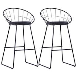 Helloshop26 - Lot de deux tabourets de bar design chaise siège synthétique noir acier 1202176 - 3002318581926_0