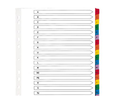 LOT DE 2 - INTERCALAIRE A4+ CARTE BRISTOL BLANCHE OXFORD 20 ONGLETS ALPHABÉTIQUES MULTICOLORES - 1 JEU