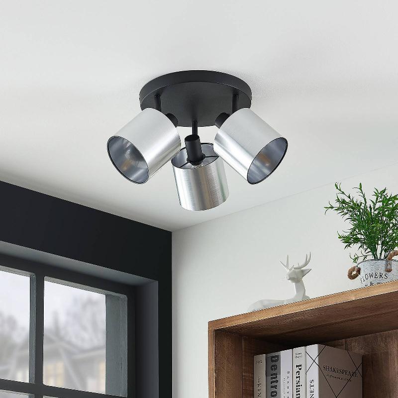 LINDBY JOUDY PLAFONNIER 3 LAMPES, ALUMINIUM BROSSÉ