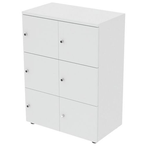 MEUBLE À 6 CASES PORTES BATTANTES 80 X 45 HT 110 CM BLANC - MBA