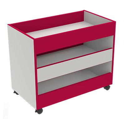 Meuble scolaire mobile - 3 niveaux - Rangement sur roulettes - Hauteur 65 cm x Largeur 80 cm x Profondeur 45 cm_0