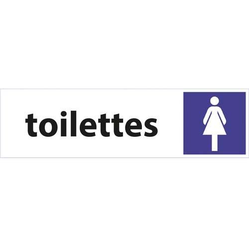 Pavo plaque de signalisation auto-adhésive aluminium toilettes femmes - dim : l17 x h4,7 x p0,2 cm_0