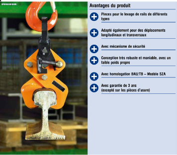 Pince à rail renfrocée - Gamme exclusive PFEIFER pour profilés vignole, tramway et burbach_0