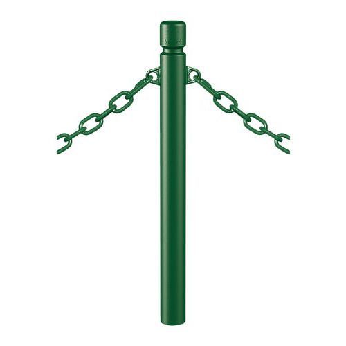 POTELET AGGLO Ø 76 MM À CHAINES 2 ANNEAUX - ZINC VERT 6005 - PROCITY