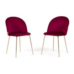 RATTATAN Lot de 2 chaises en velours avec pieds en métal, design élégant pour cuisine, salle à manger, bar ou restaurant – Sara – Amarena/Or -_0