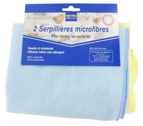 SERPILLIÈRE MICROFIBRE 40 X 60 CM (VENDU PAR 2)