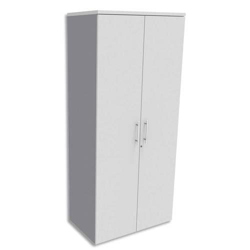 Simmob armoire haute aluminium 4 tablettes avec porte, top blanc perle exprim - dim l80 x h180 x p47 cm_0