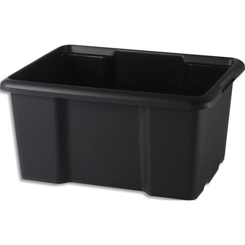 Sundis - Bac de rangement noir 15L - Superposable et empilable - Matière recyclée - 38 x 19,5 x 29 cm_0