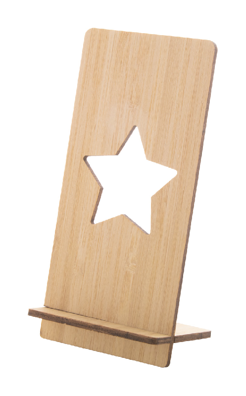 Support pour téléphone en bambou - Motif étoile de Noël - Couleur naturelle - 185g_0