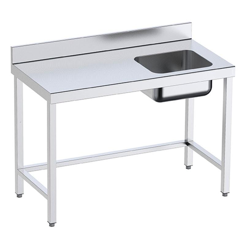 Table inox de préparation avec bac à droite sur support P 600 mm | Distform - 2400_0