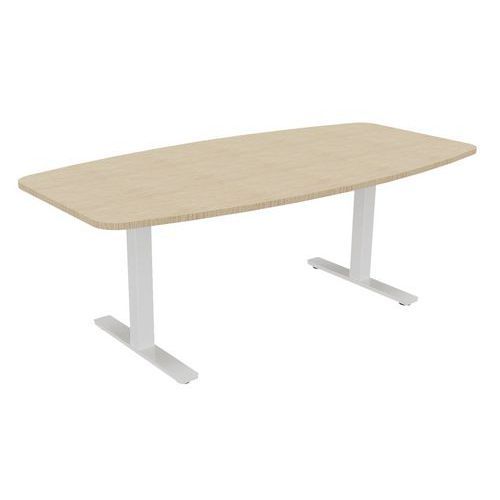 TABLE TONNEAU HAUT.RÉGLABLE ÉLECTR. EVO 200X100 CM CHÊNE FIL/BLANC - BURONOMIC