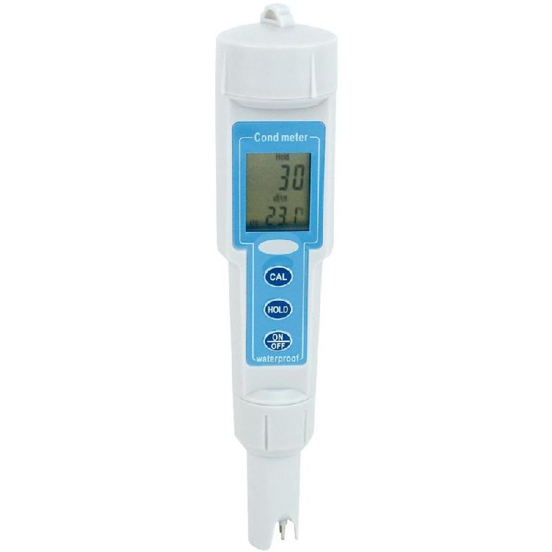 Testeur de conductivité - Plage 0-1999 µs/cm - Précision ±2 µs - Mesure de température jusqu'à 50°C - Réf. MHP302_0