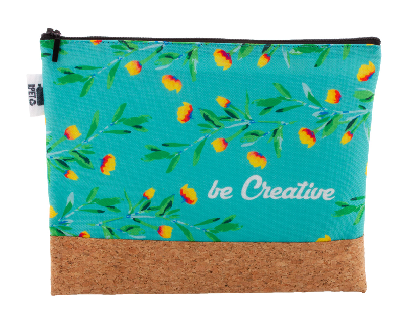 Trousse de maquillage personnalisée - polyester RPET 600D et liège naturel - impression sublimation_0