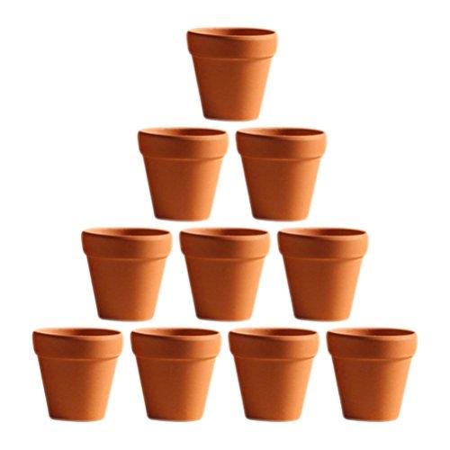 OUNONA - Lot de 10 mini pots de fleurs en terre cuite rouge - 3x3 cm avec trous de drainage, pour semis, cactus et décoration_0
