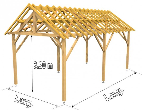 Abri camping car ouvert s14 / structure en bois / toiture double pente_0