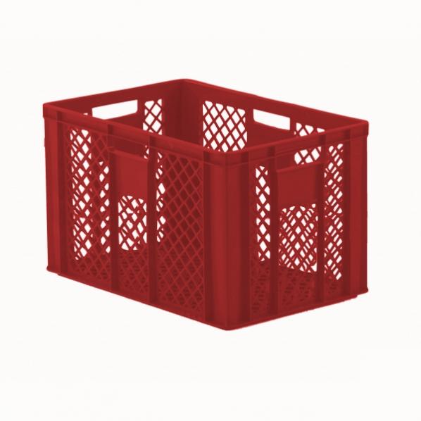Bacs alimentaires ajourés - 600 x 400 mm - Hauteur 410 mm - Rouge - Capacité 80 litres - Marque Rolléco_0
