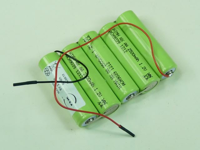 BATTERIE NIMH 5X AA 5S1P ST1 6V 2500MAH FILS_0