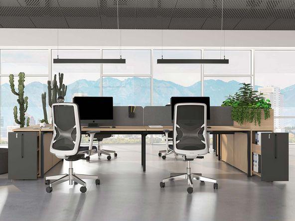 Bureau bench 4 personnes avec caisson extractible_0