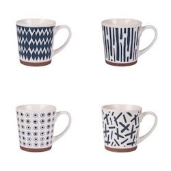 Coffret de 4 mugs Fidji 34 cl -  Décoré Rond Grès Table Passion 13x cm - multicolore Grès 3106232781162_0