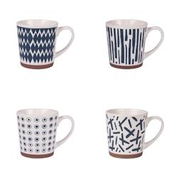 Coffret de 4 mugs Fidji 34 cl -  Décoré Rond Grès Table Passion 13x cm - multicolore Grès 3106232781162_0