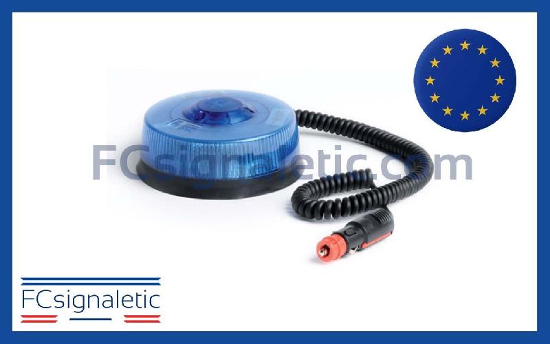 Gyrophare à LED LM400 Solaris bleu embase magnétique prise allume cigare classe 1 SIRAC 2003017_0