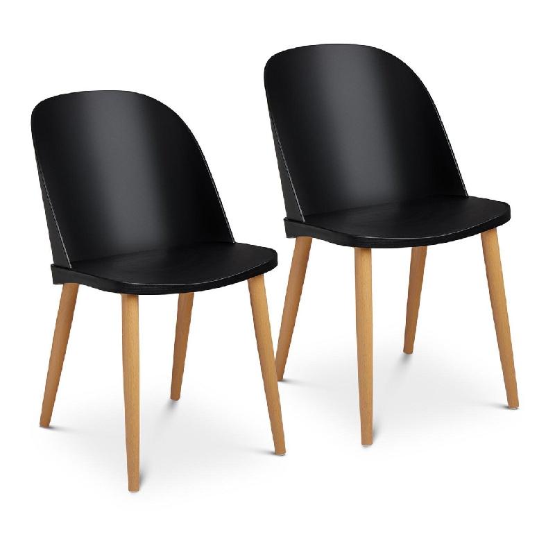 Lot de 2 chaises salon salle à manger - 150 kg max - Surface d'assise 43,5 x 43 cm - Noir - Réf. 14_0000088_0