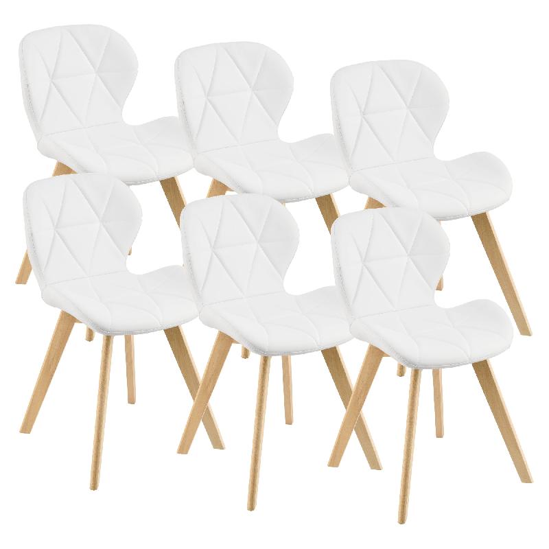 LOT DE 6 CHAISES SIMILICUIR 81 X 57 X 49 CM BLANC 03_0006790_0