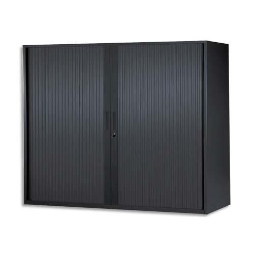 Mt international armoire basse métallique monobloc noire - dimensions : l120 x h105 x p43 cm_0
