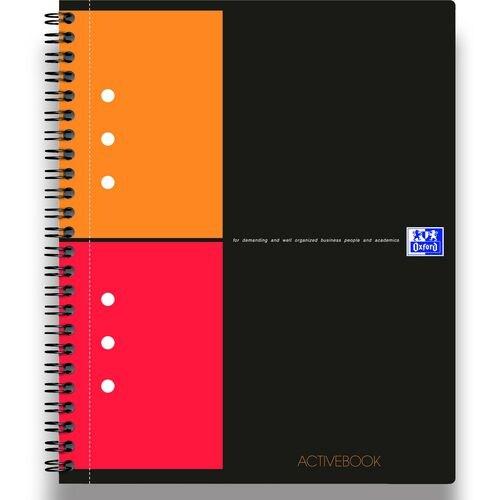 Oxford Lot de 5 Cahier Activebook rel. Intégrale A5+ 160p./80 feuilles 80g/m², quadrillé 5x5, avec intercalaires - multicolore 100102880_0