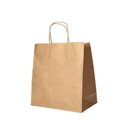 Papstar 12 lots de 25 Sacs, papier 27 cm x 32 cm x 17 cm marron avec poignées ficelle - marron papier 88847_0