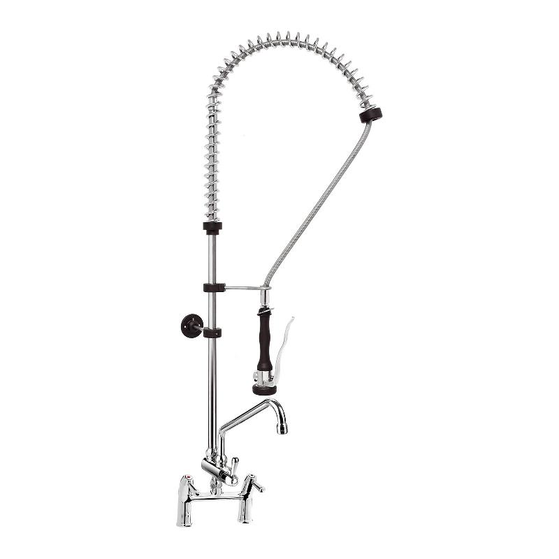 Robinet douchette 2 trous - Flexible 1000 mm - Bec pivotant 250 mm - Manettes à levier - Laiton chromé_0