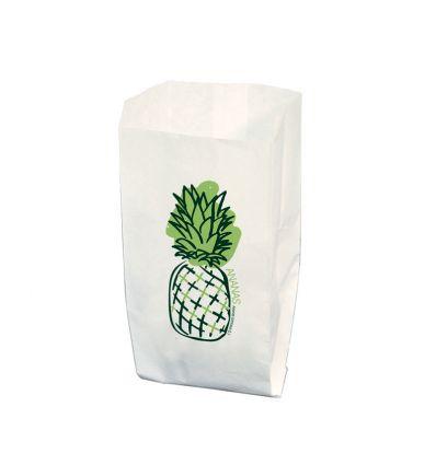 Sachet papier blanc ananas - 12x6x26 cm - Kraft blanc 35g - Lot de 1000_0