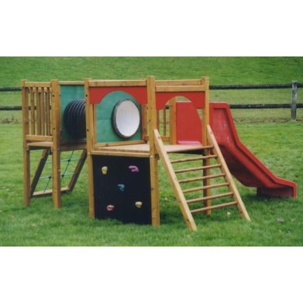 Structure multi-jeux Papyrus colorée - avec filet à grimper, toboggan et tunnel pour enfants de 2 à 7 ans_0